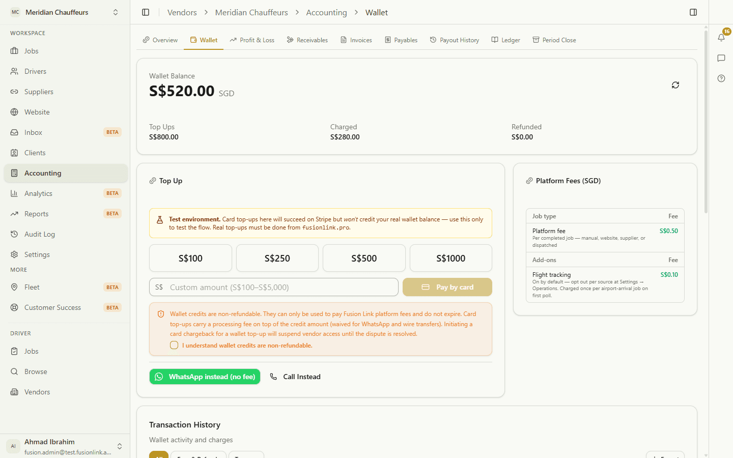 Wallet & fees